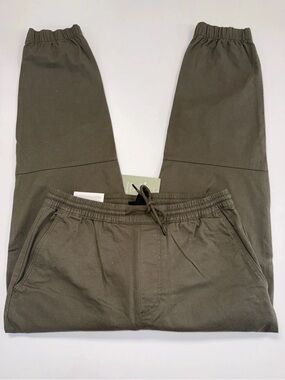 NWT H&M Men’s Regular Fit Stretch Elastic Waist Olive Green Pants Joggers Small